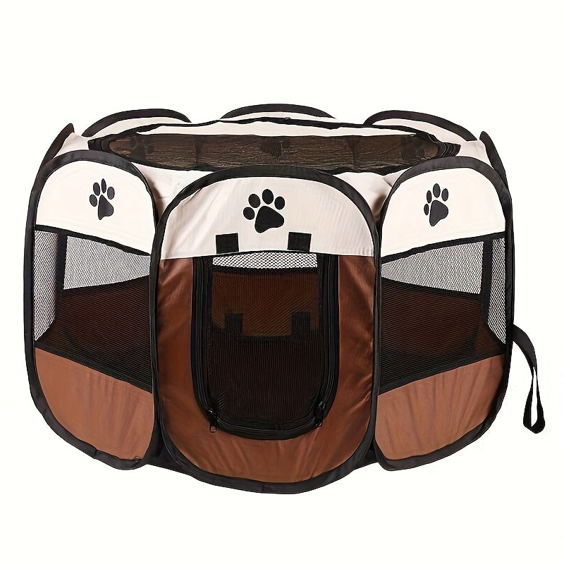 Foldable Octagonal Pet Playpen Tent for Dogs and Cats - Oxford Fabric, No Assembly Required, Indoor/Outdoor Pet Enclosure, Kennel, Maternity Room, Available in M, L, XL, Blue & Beige