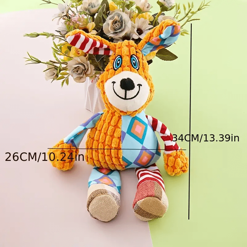 耐用防咬狗玩具，带洁齿凸起——适合中型犬的加固接缝发声毛绒玩具，专为破坏性咀嚼者设计的互动啃咬与玩耍玩具