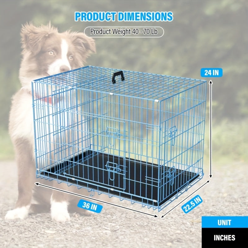 Foldable Metal Wire Dog Crate for Small Dogs & Rabbits – Adjustable Divider Panel, Leak-Proof Plastic Pan, Indoor Outdoor Pet Kennel for Chihuahuas, Toy Breeds, and Small Animals, Multiple Sizes
