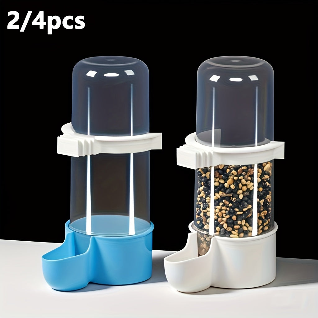 Automatic Bird Water Dispenser & Feeder, Transparent Durable PP Bottle for Parrots, Finches, Cockatiels, and Budgies – Battery-Free Gravity-Fed Cage Waterer, 2/4pcs
