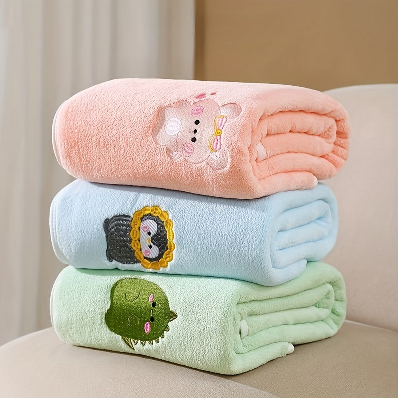 Newborn Baby Bath Towel Coral Fleece Throw Blanket, Super Soft Absorbent Quick-Dry Thickened Wrap for Infant, No-Shed Baby Hooded Blanket Towel for Boys & Girls, 110x105cm
