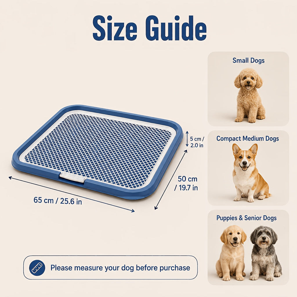 Dog Potty Tray Leak-Proof Indoor Puppy Toilet with Removable Grate, Washable Pee Pad Holder for Apartment Puppy Training, Pet Potty Station for Small to Medium Dogs