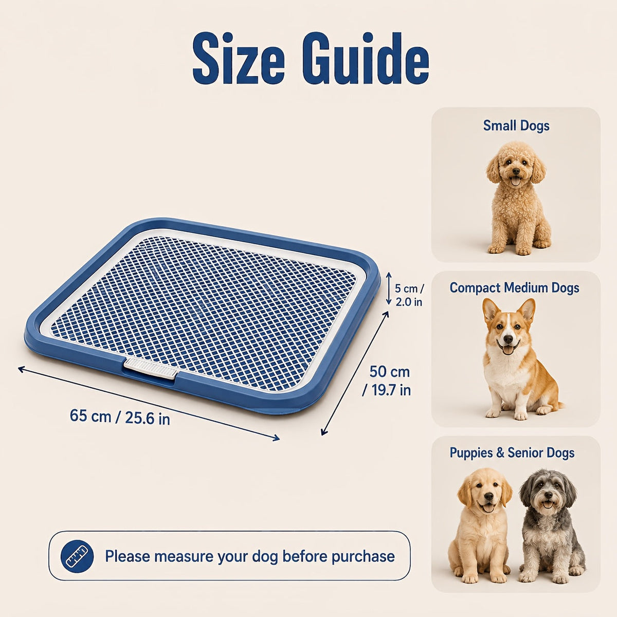Dog Potty Tray Leak-Proof Indoor Puppy Toilet with Removable Grate, Washable Pee Pad Holder for Apartment Puppy Training, Pet Potty Station for Small to Medium Dogs