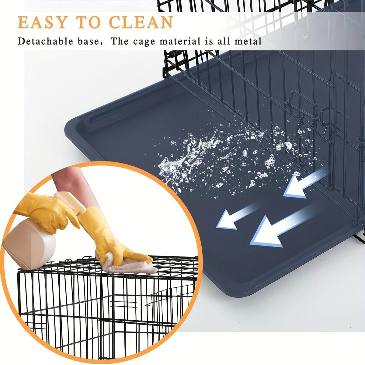 Foldable Metal Wire Dog Crate for Small Dogs & Rabbits – Adjustable Divider Panel, Leak-Proof Plastic Pan, Indoor Outdoor Pet Kennel for Chihuahuas, Toy Breeds, and Small Animals, Multiple Sizes