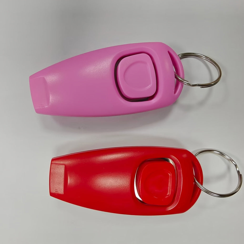 Dog Training Clicker 2 Pack - Professional Pet Clicker Trainer for Dogs, Puppies, and Cats, Positive Reinforcement Dog Obedience Training Tool with Wrist Strap, Pink and Red
