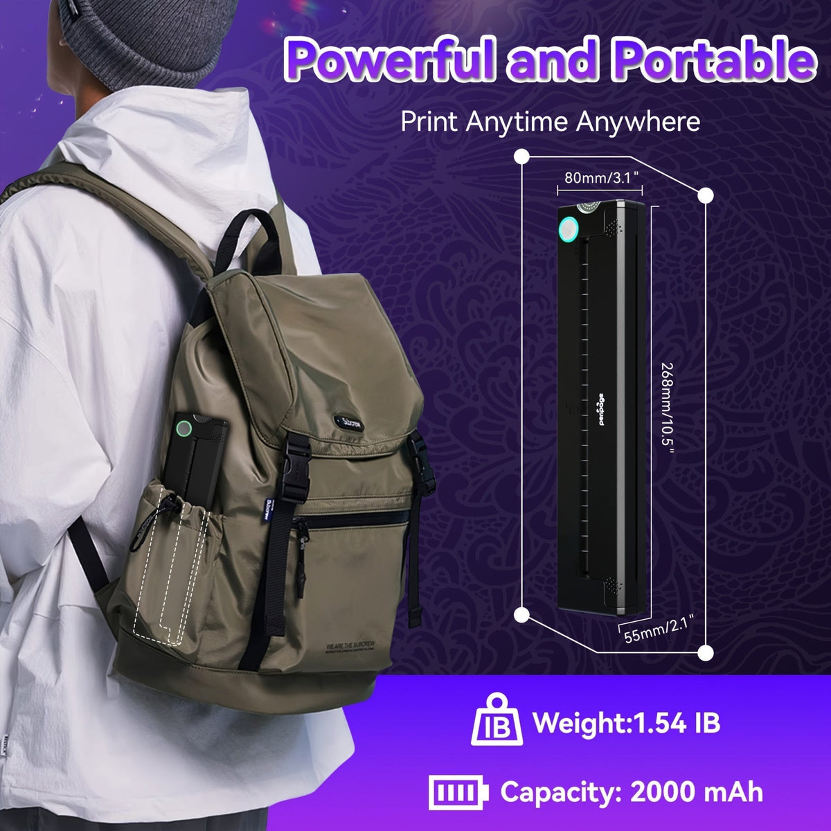 Peripage P90 Tattoo Stencil Printer – Portable Thermal Printer for Tattoo Transfer Paper, Compatible with iOS, Android & PC, Mini Wireless Printer Includes 5pcs A4 Transfer Paper, Gift for Tattoo Artists