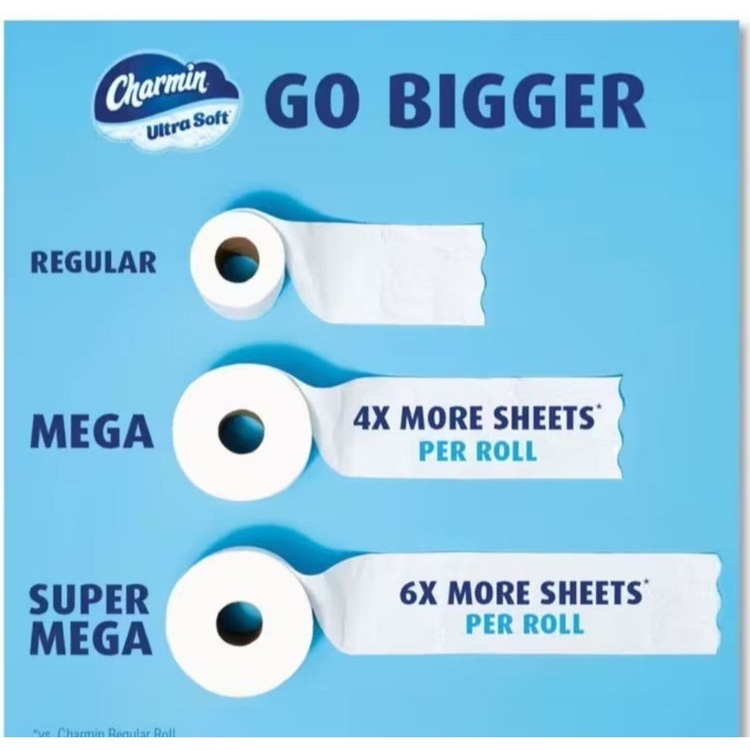Charmin Ultra Soft Mega Roll Toilet Paper - 16 Rolls Per Pack, Soft & Strong, Value Bulk Pack for Home Bathroom