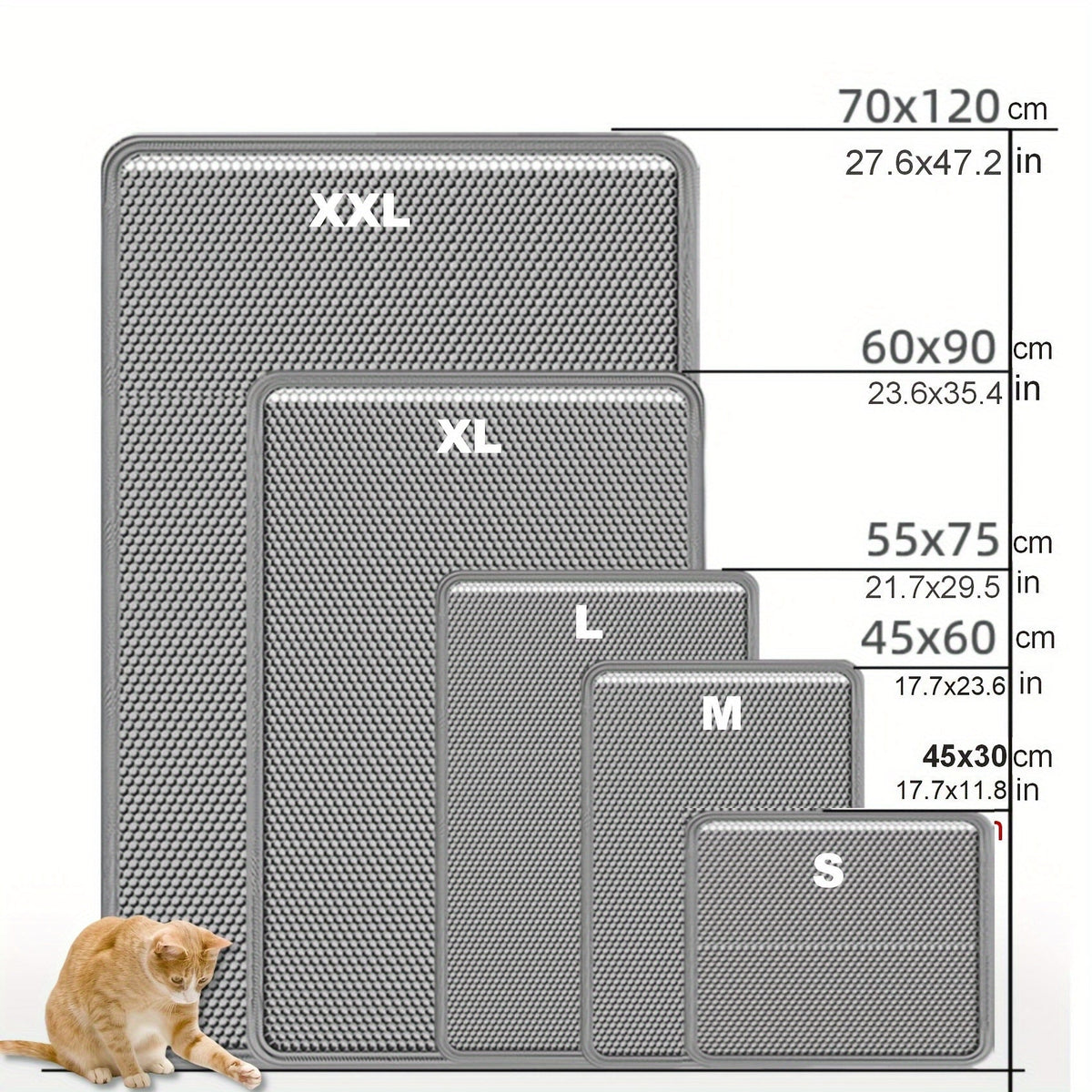 超大号双层猫砂垫 XXL 47.2x27.6 英寸 - 防溅防漏 EVA 材质，防滑可清洗防臭猫砂捕捉垫，适用于猫砂盆，米色