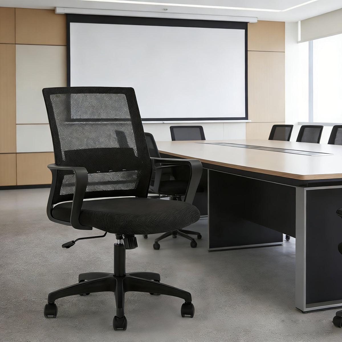 Mid-Back Ergonomic Mesh Office Chair, 360° Swivel, 5-Wheel Base, Lumbar Support Computer Desk Chair for Home Office - 250 LBS Capacity (Available in Black, Grey, Blue, White, Pink)