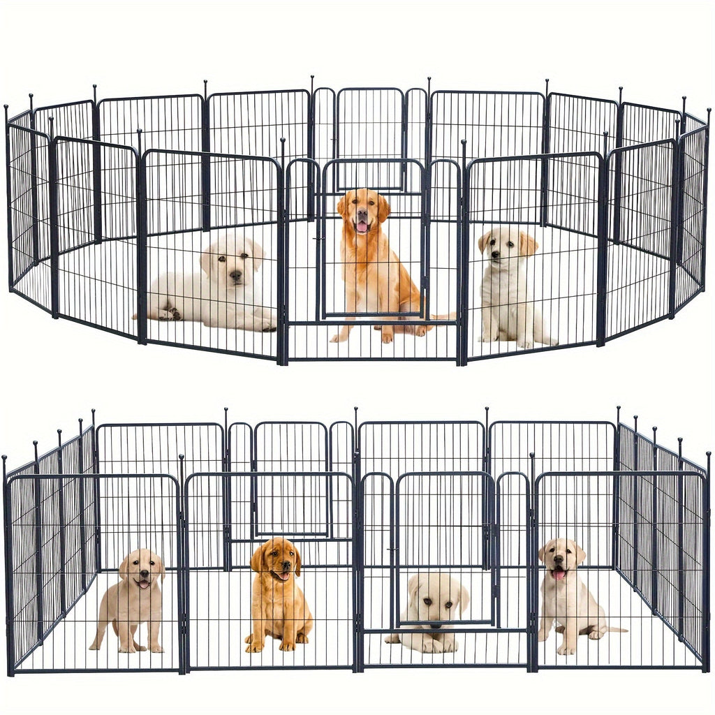 Outdoor Dog Playpen, 8-Panel, 32-Inch, Hammered Finish – Pre-Assembled Garden Dog Enclosure for Small to Medium Dogs, Yard Fence Barrier, Expandable Animal Pen