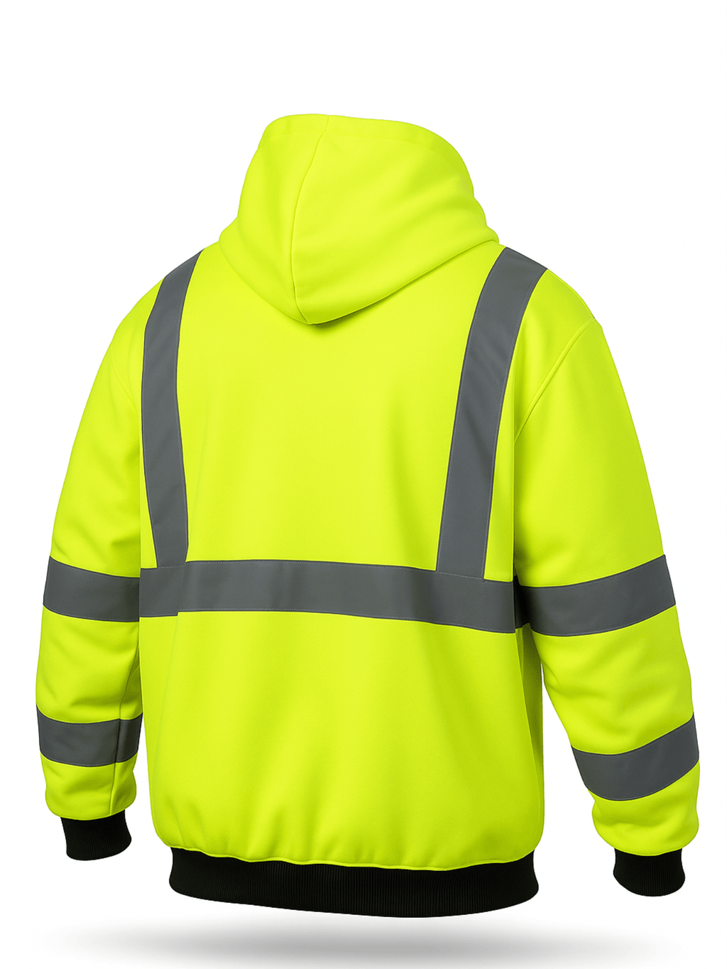 High Visibility ANSI Class 3 Type R Reflective Safety Zip-Up Fleece Hoodie for Men and Women, Construction Workwear with Neck Gaiter, Fluorescent Yellow