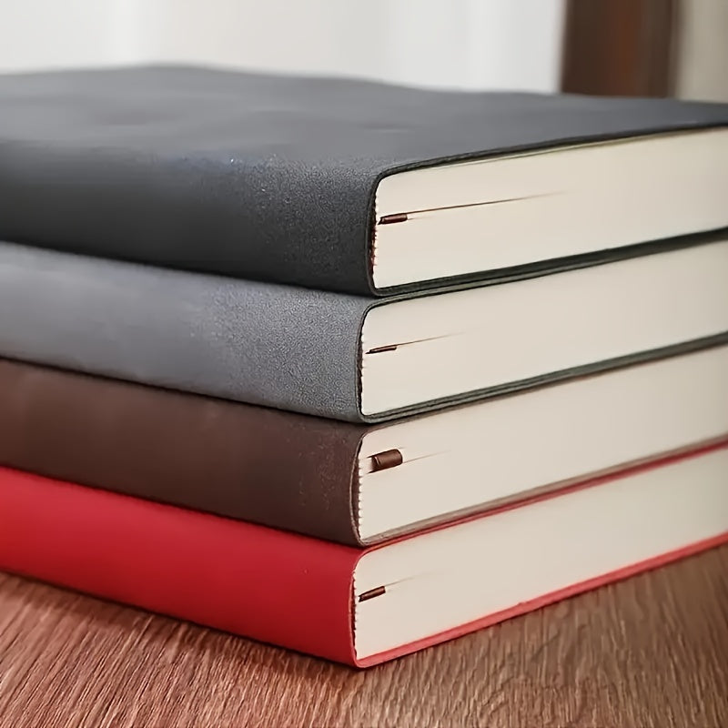 Soft Faux Leather Notebook 5-Pack Set, Square Ruled, Soft Cover with Bookmark, Extra Thick Pages for Business Meetings, School, Academic Writing – 7 Colors