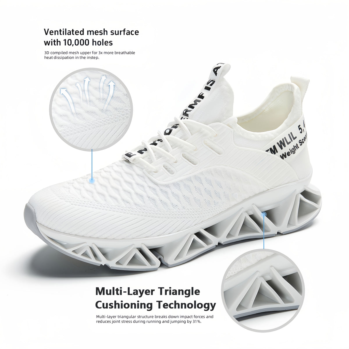 Men's Lightweight Breathable Running Shoes, Non-Slip TPU Sole, EVA Cushion, Lace-Up Low-Top Sneakers, 3 Colors, Sizes US 7.5-13, All-Season Wear-Resistant Training Casual Athletic Shoes