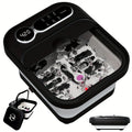 Collapsible Foot Spa & Massager - Heater, Temperature Control, Bubbles, 6 Massage Rollers, Vibration & Red Light - Black & Blue (Auto Massage)