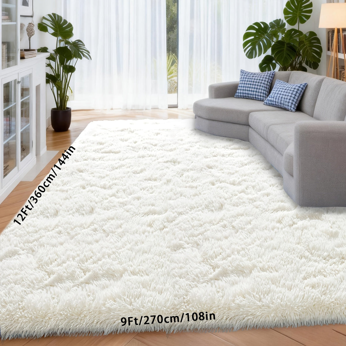 Shaggy Area Rug 9x12 & 10x14 Ultra Soft Fluffy Non-Slip Large Plush Carpet, Machine Washable Tie-Dye & Solid Rug for Living Room Bedroom Home Decor, Black White Gray Pink Rainbow Purple Tie-Dye
