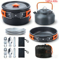 Camping Cookware Mess Kit 8/9/14/15 Piece, Portable Non-Stick Aluminum Alloy Camp Cook Set with Kettle, Pot, Frying Pan, Plates, and Utensils, Lightweight Backpacking Outdoor Cooking Gear for Hiking & Travel