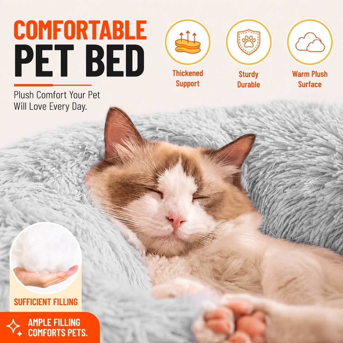 Shell-Shaped Pet Bed Semi-Enclosed Warming Nest – Upgraded Thickened Version 2.0 with Soft PP Sponge & Oxford Fabric, Cozy Winter Dog House for Cats & Puppies, Small Medium Large Indoor Pet Cave Bed