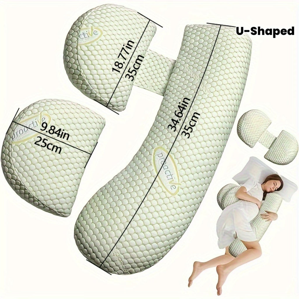 Interchangeable U-Shaped & H-Shaped Pregnancy Pillow, Side Sleeping Support for Waist Belly & Back, Maternity Body Pillow for Expecting Moms, Multiple Colors & Fill Options