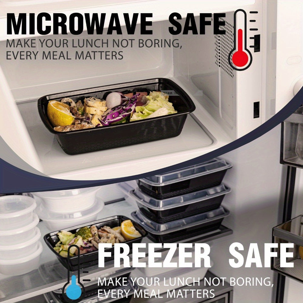 38oz Black Rectangular Meal Prep Containers 100/200 Pack Leakproof Stackable Disposable Food Storage Bento Box BPA Free Microwave, Dishwasher, and Freezer Safe for Takeout, Lunch, and Picnic