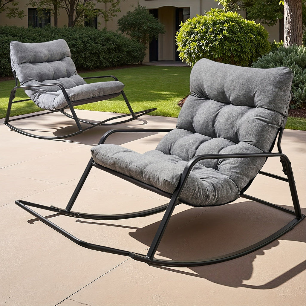 Extra Large Papasan Chair Outdoor Patio Rocking Egg Lounge Chair with Cushion for Deck Garden Camping – Comfortable Reading Chair, Available in 1-Pack & 2-Pack, Multiple Colors