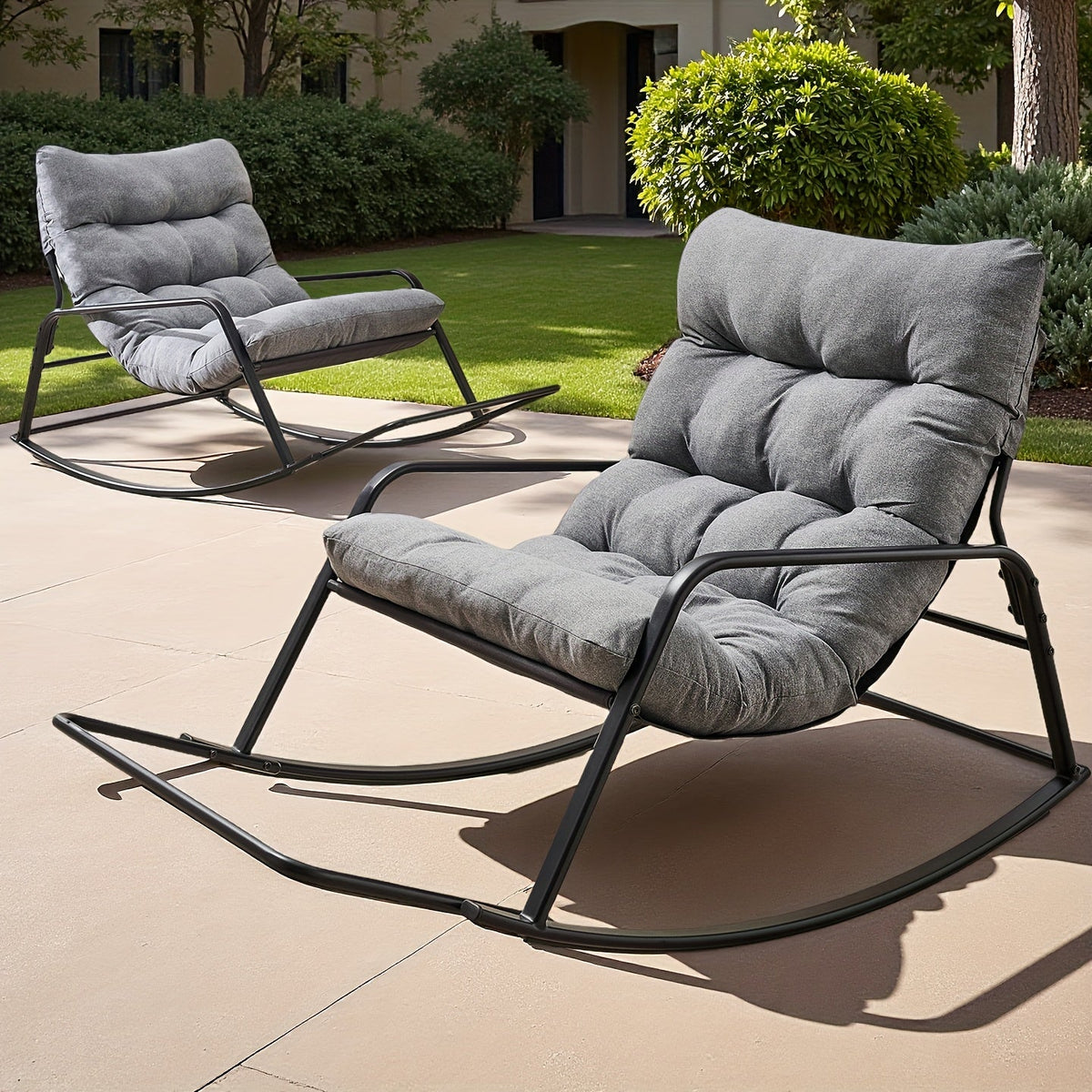 Extra Large Papasan Chair Outdoor Patio Rocking Egg Lounge Chair with Cushion for Deck Garden Camping – Comfortable Reading Chair, Available in 1-Pack & 2-Pack, Multiple Colors
