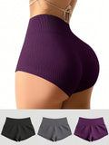 Women's 3-Pack High-Waist Seamless Yoga Shorts, Nylon Stretch Workout Shorts for Gym, Running, Cycling, Sports Activewear, S-XL