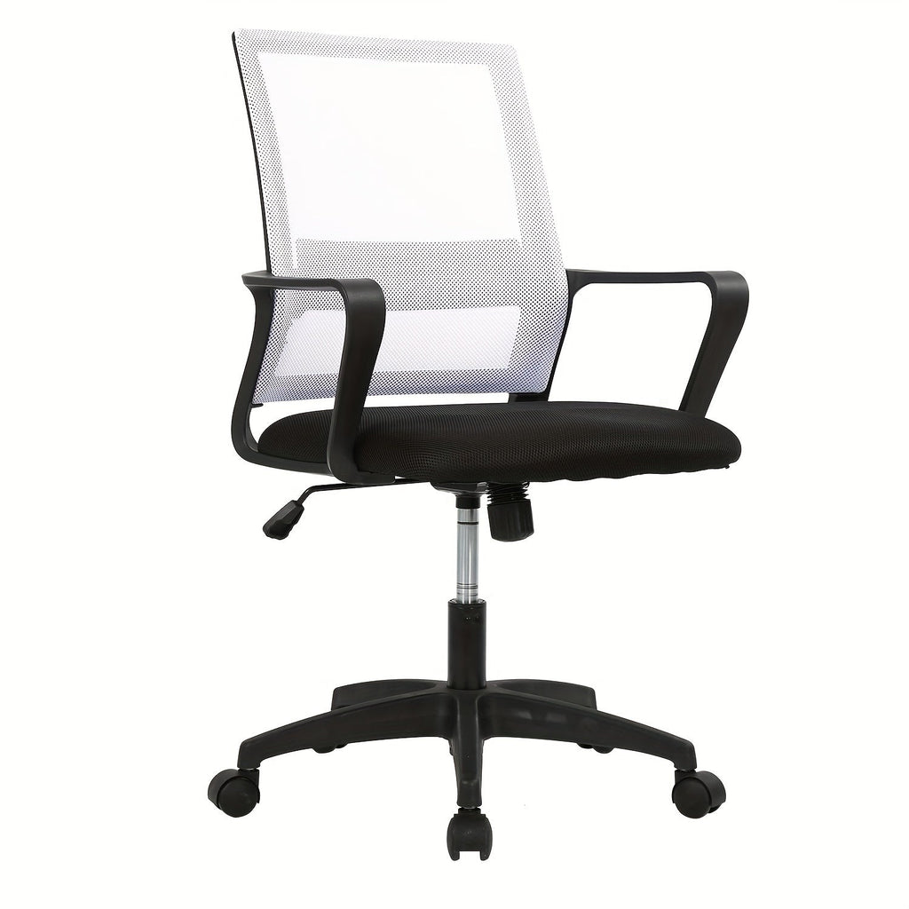 Mid-Back Ergonomic Mesh Office Chair, 360° Swivel, 5-Wheel Base, Lumbar Support Computer Desk Chair for Home Office - 250 LBS Capacity (Available in Black, Grey, Blue, White, Pink)