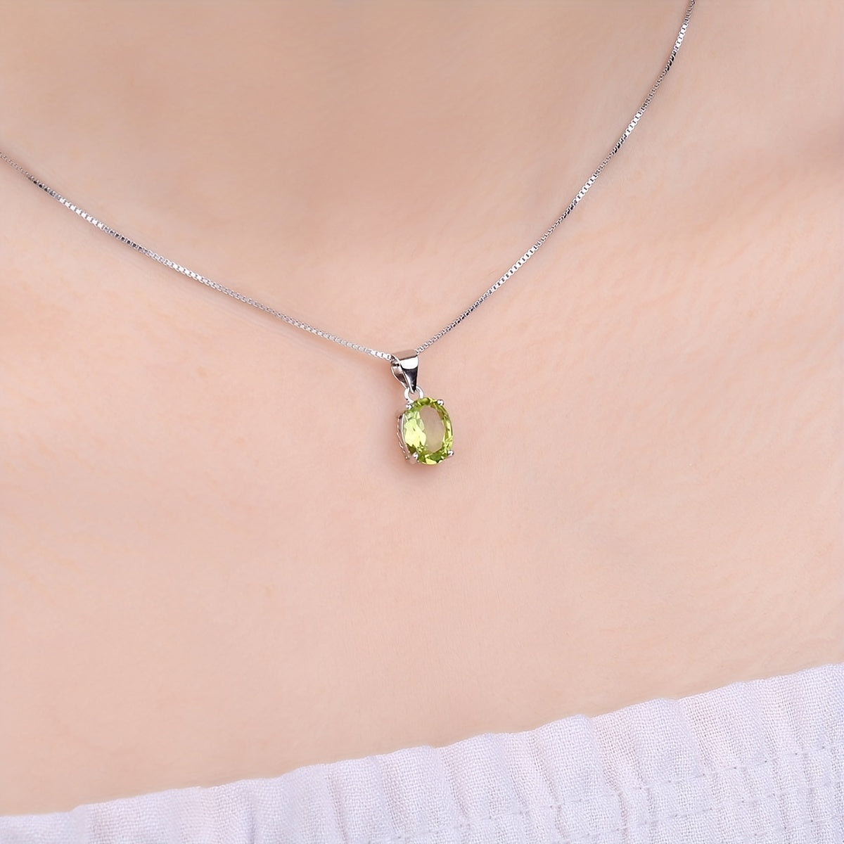 925 Sterling Silver Natural Gemstone Oval Cut Pendant Necklace for Women – Amethyst, Citrine, Garnet, Peridot, Topaz Multi-Faceted Fine Jewelry, Elegant Daily Gift for Girls