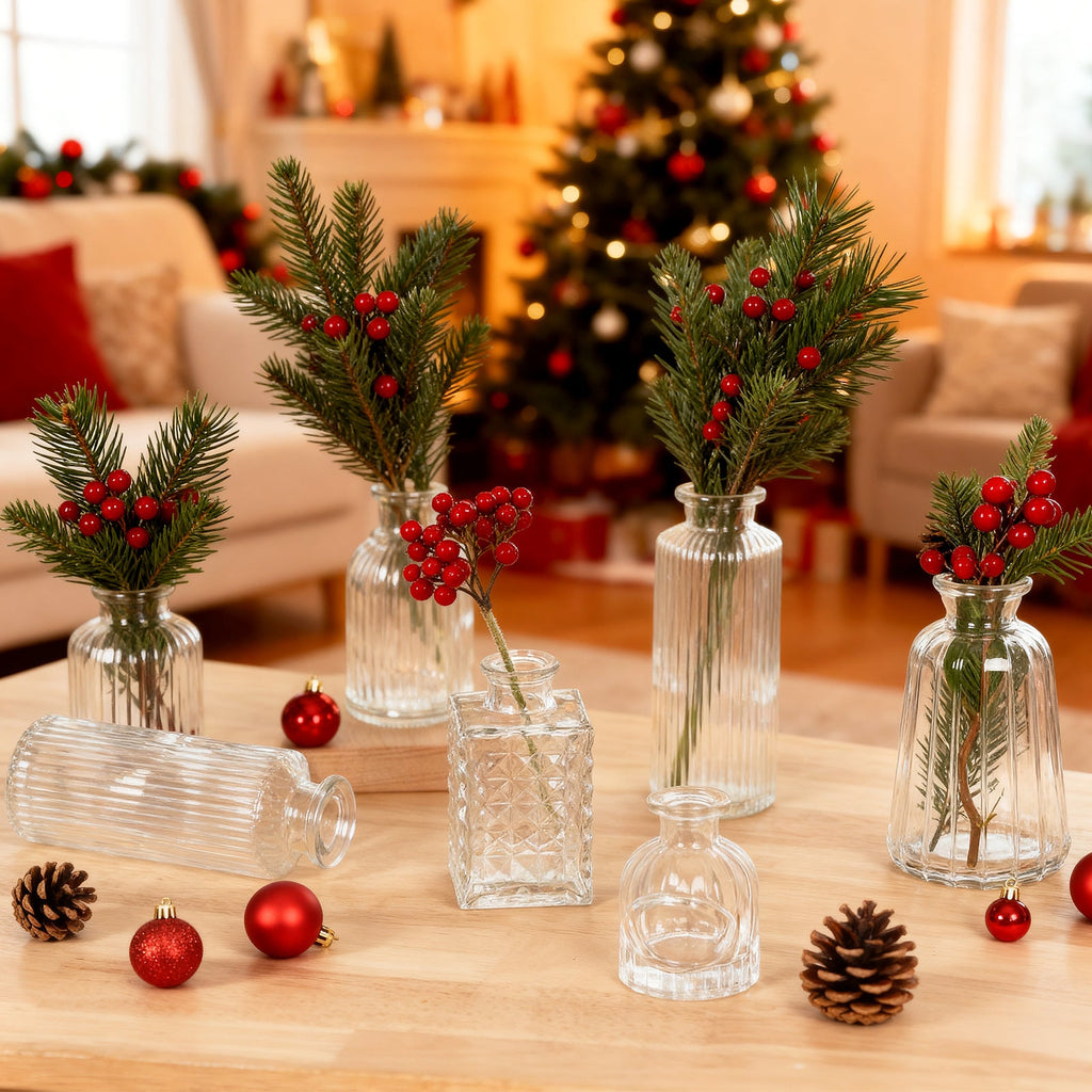 54 Pcs Glass Bud Vases Bulk Small Flower Vases for Centerpieces Rustic Wedding Home Table Decor & Aromatherapy Bottles Halloween & Christmas – Transparent