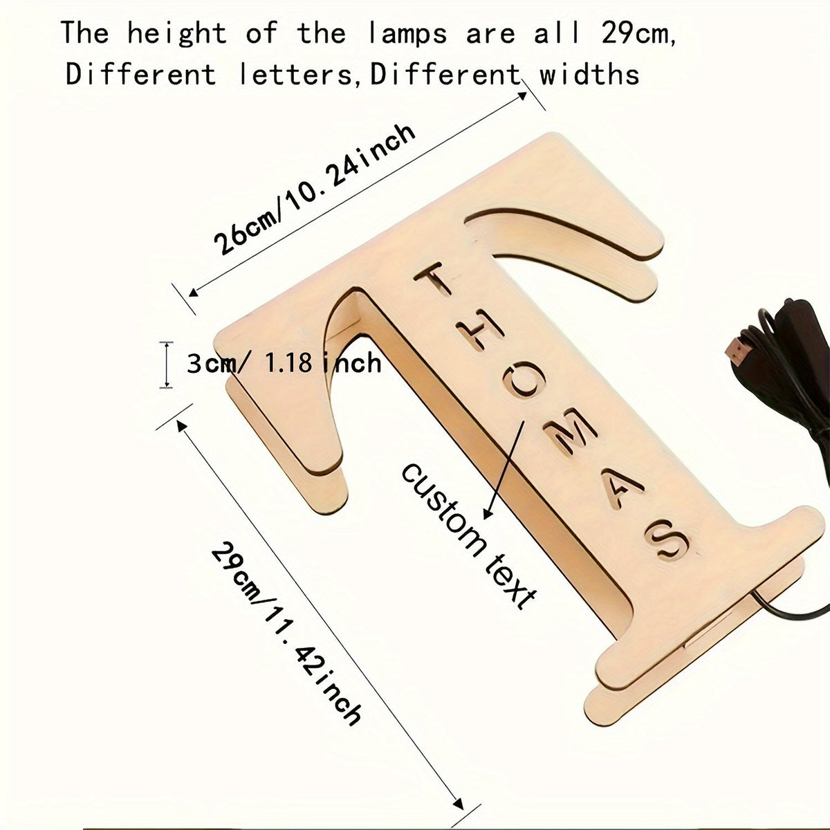 Personalized LED Letter Night Light – Custom Wooden Name-Engraved Wall Lamp Gift for Couples Friends Family Girlfriend & Boyfriend (A–Z Available)