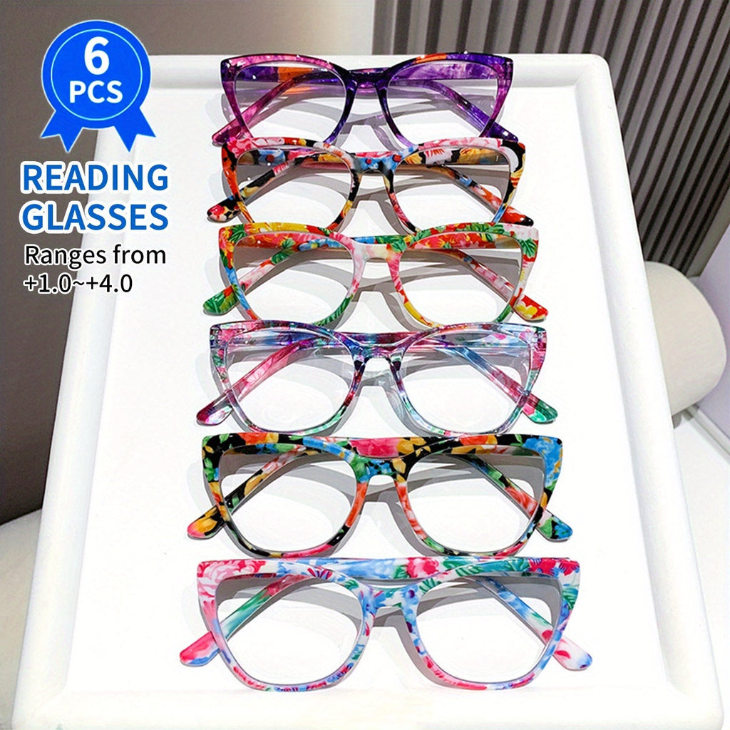6-Pack Anti-Blue Light Reading Glasses for Men & Women – Spring Hinge, Non-Prescription Magnifying Lenses, Strengths +0.0 to +4.0, Stylish Computer & Phone Readers, Bulk Value Set