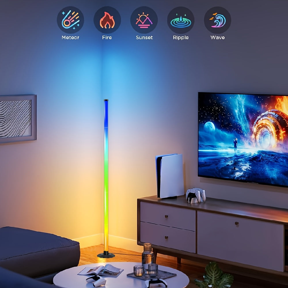 Smart RGBICB LED Floor Lamp with App and Remote Control, Color-Changing Corner Mood Lighting for Living Room, Bedroom, Gaming Room, Office, Home Decor, Birthday, and Christmas Gift