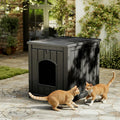 Hidden Litter Box Cabinet - Multifunctional Cat Litter Box Enclosure with Side Table Top, Front-Opening Door, Easy Clean - Indoor, Courtyard & Doorstep - Black & Light Brown