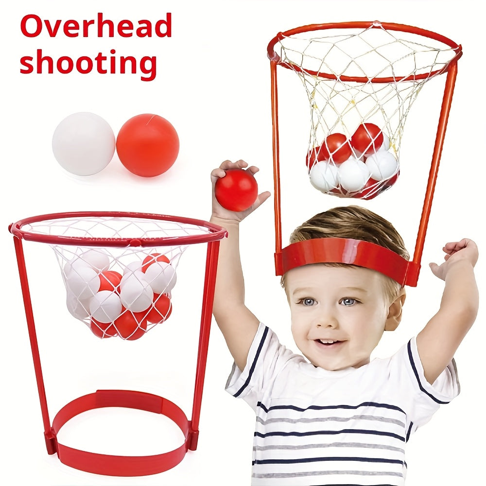 Headband Basketball Party Game for Kids & Adults, 20 Colorful Balls, Adjustable Net Headband, 2-Player Parent-Child Interactive Competitive Indoor Game, Family Fun Activity, Birthday Party Supplies