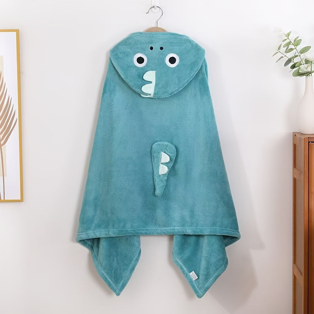 Kids Cartoon Wearable Cape Bath Towel, Button-Up Hooded Cloak Towel for Children, Super Absorbent Quick-Dry Lightweight Portable Kids Towel for Bathroom Swimming Pool & Beach, Blue Purple & Grey