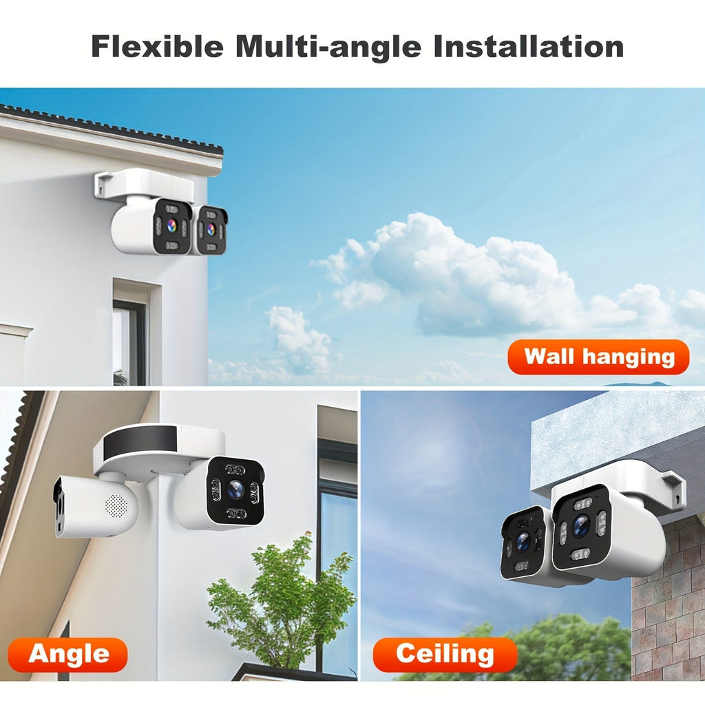 Dual Lens PTZ Security Camera Outdoor WiFi – 360° Pan Tilt Zoom 5MP, 10x Digital Zoom, Motion Detection, Two-Way Audio, Siren Alarm, Color Night Vision, App Control, Home Surveillance Camera