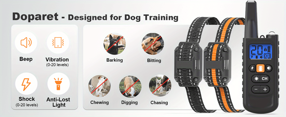 Dog Training Collar with Remote 3300ft Range – Rechargeable E-Collar for 5-120 Lb Dogs, 3 Training Modes: Beep, Vibration & Safe Shock, Waterproof Dog Shock Collar for Small, Medium, and Large Breeds