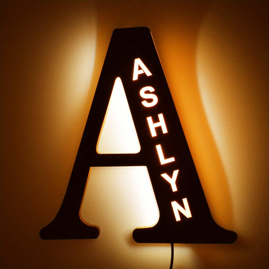 Personalized LED Letter Night Light – Custom Wooden Name-Engraved Wall Lamp Gift for Couples Friends Family Girlfriend & Boyfriend (A–Z Available)