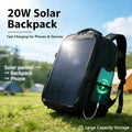 Solar Powered Backpack with Laptop Compartment 13-15.6 Inch USB Type-C Dual Charging Ports Multi-Pocket Oxford Fabric Ergonomic Straps for Commute Travel School Black