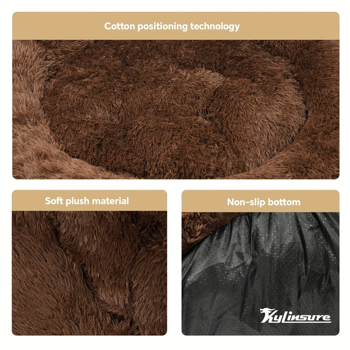 Bear Paw Shaped Calming Dog & Cat Bed, Warm Soft Plush Cushion, Coffee Color with Pet Scarf – Sizes S to XXL