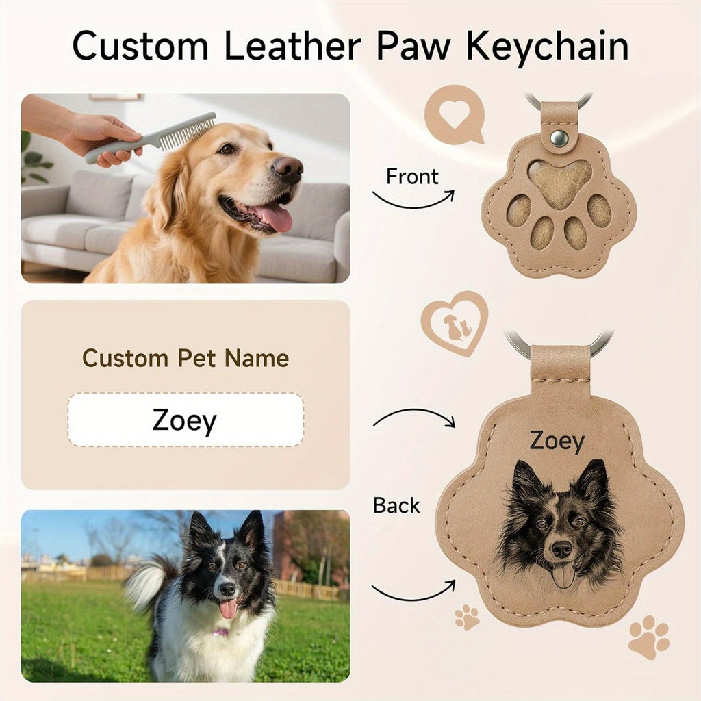 Personalized Pet Hair Keepsake Keychain - Custom Pet Portrait Hair Collection Keychain, Cute Dog & Cat Design Gift for Pet Lovers, Durable Pet Memorial for Christmas, Halloween, and Birthdays
