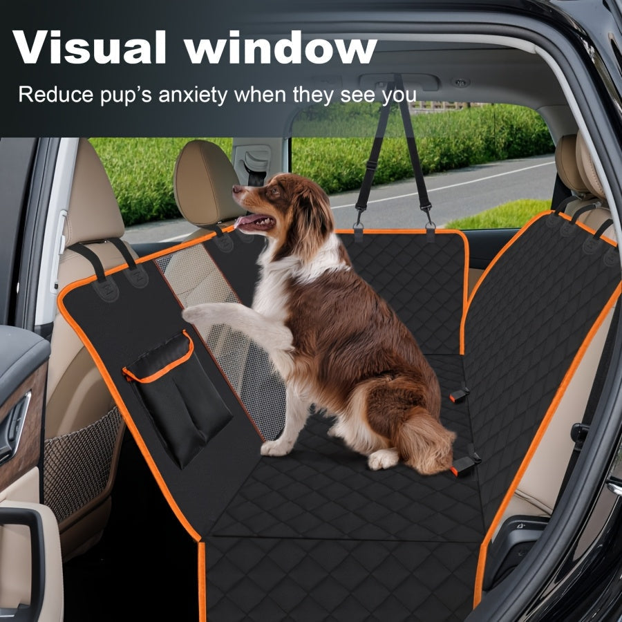 Heavy Duty Dog Car Seat Cover Waterproof Non-Slip Backseat Protector Scratch-Proof Spill-Proof Nylon Pet Seat Cover with Side Flaps for SUV, Sedan, and Truck, Easy Install, Machine Washable