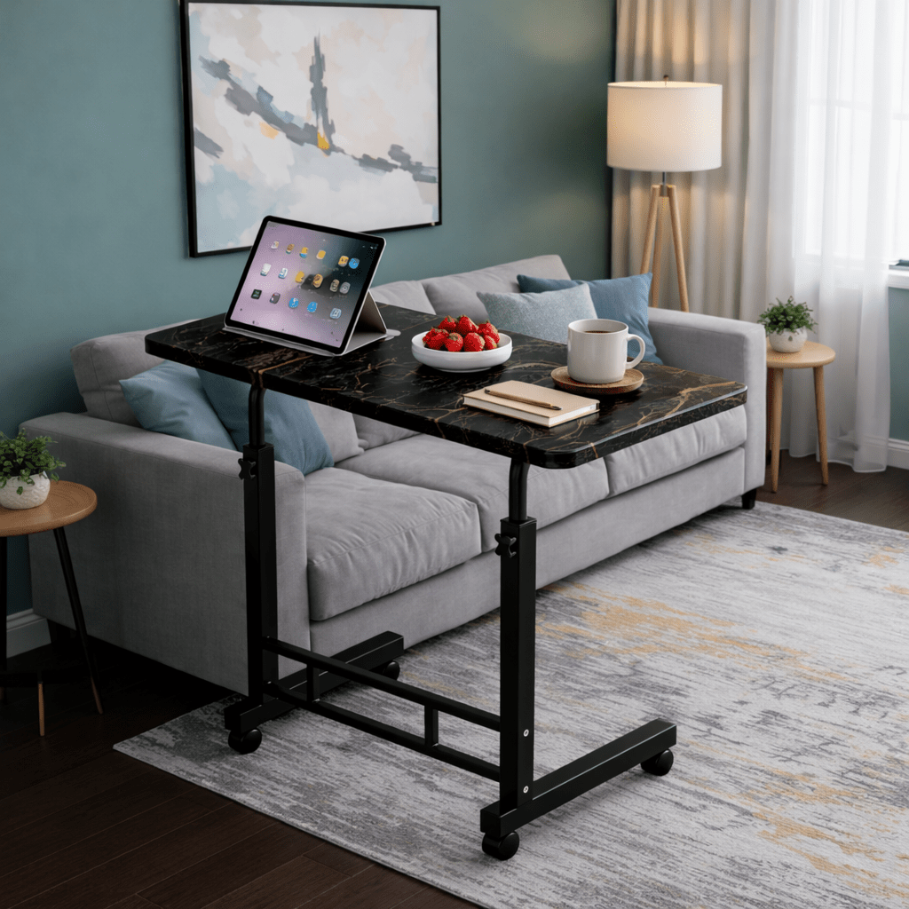 Height Adjustable Mobile Laptop Table with Wheels, Rolling Bedside Computer Desk for Bed and Sofa, Side Table for Bedroom, Dorm Room, and Small Spaces, Available in 8 Colors