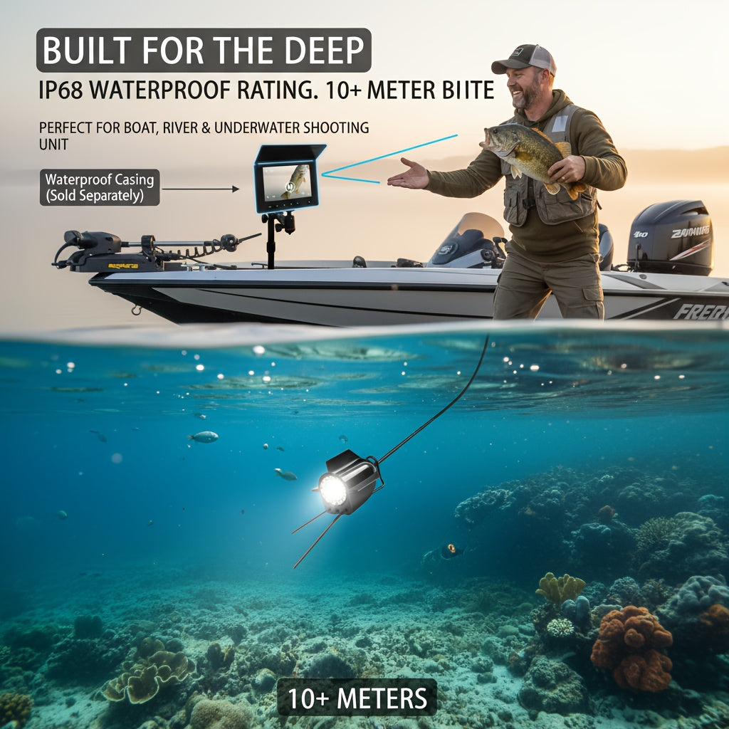 Fish Finder with HD Underwater Camera, 4.3-Inch Screen, 140-Degree Wide-Angle Lens, Fish-Attracting Light, Portable Fishing Viewing Set for Ice, Lake, and River Fishing