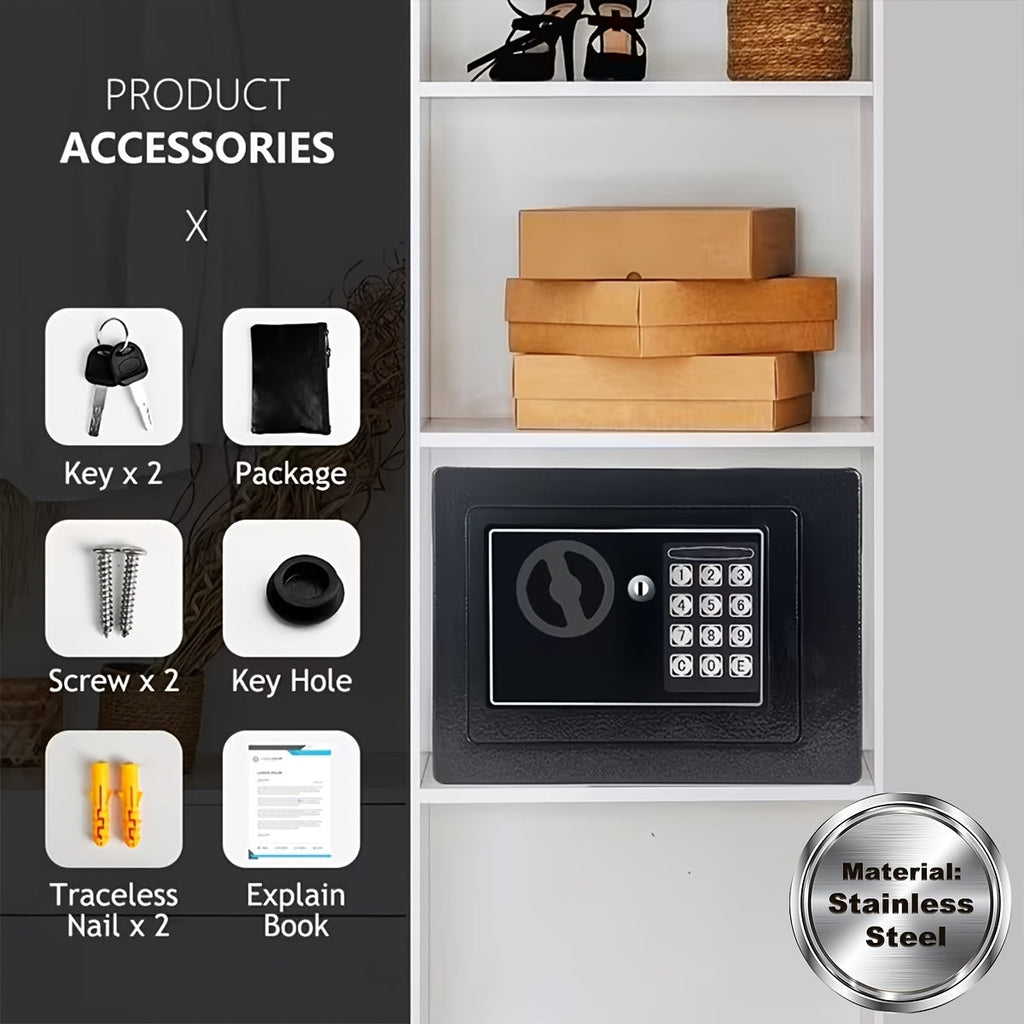 Fireproof Home Safe with Digital Keypad, Keys & Passcode Lock – Includes Fireproof Money Bag, Sensor Light & Adjustable Shelf for Home, Office, Business, Money & Valuables