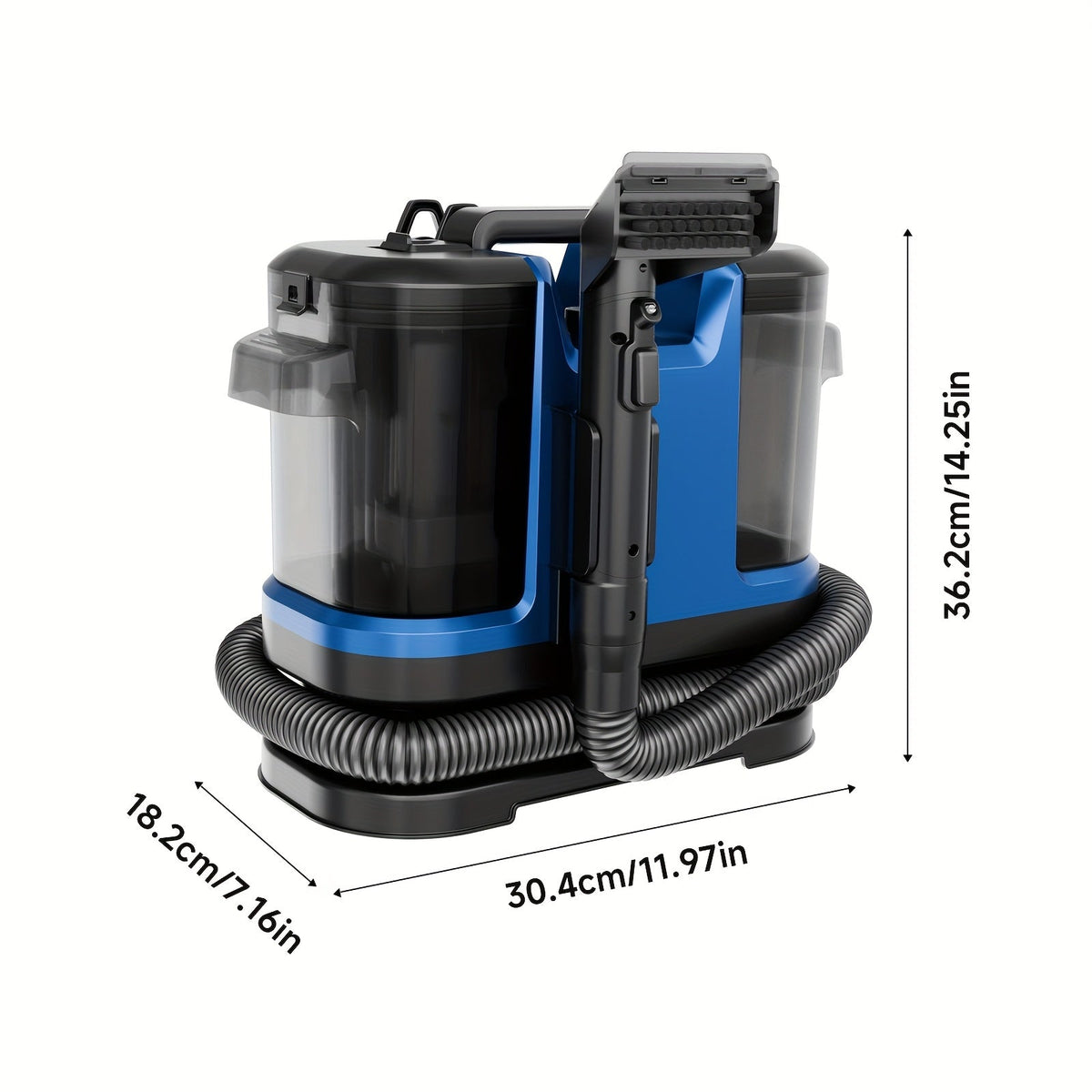 35 KPa Portable Carpet & Upholstery Spot Cleaner – Dual Size Brush Blow & Suction Integrated ABS Body 120V for Home Car & Furniture in White Blue & Yellow