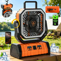 20000mAh Camping Fan with LED Lantern, Rechargeable Oscillating Fan with 4 Speeds and Timer – Portable Tent Fan for Outdoor Camping, RV, Jobsite, and Power Outages