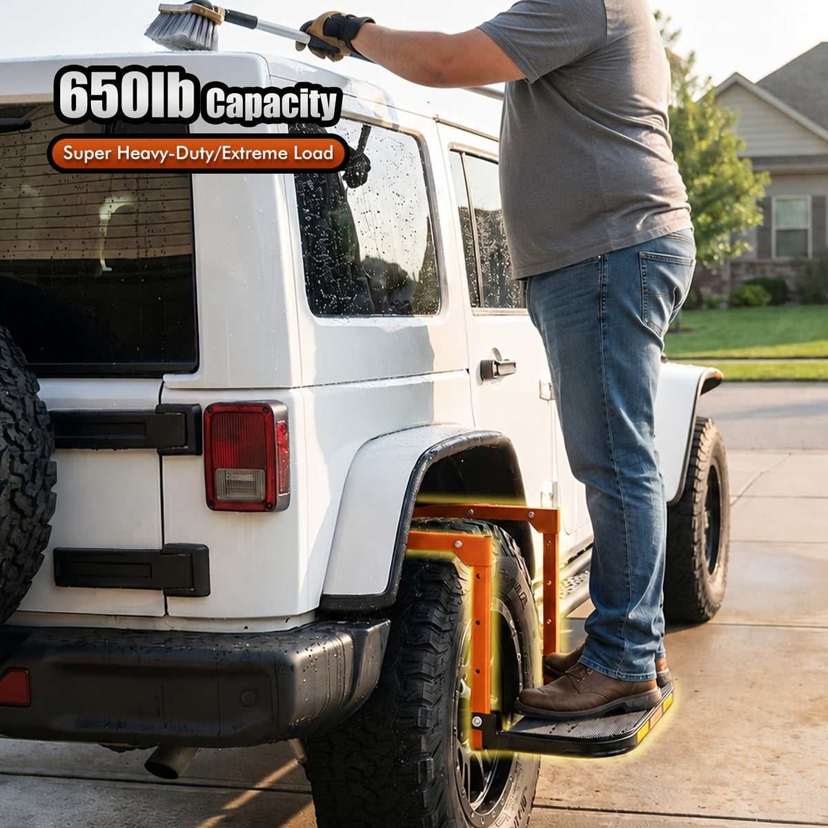 Foldable Anti-Slip Tire Step for Truck, SUV, and Trailer – Adjustable Height, 300/500/650 LB Load Capacity, Fits Tires Up to 13.5" Wide, Portable Tire Step Stool