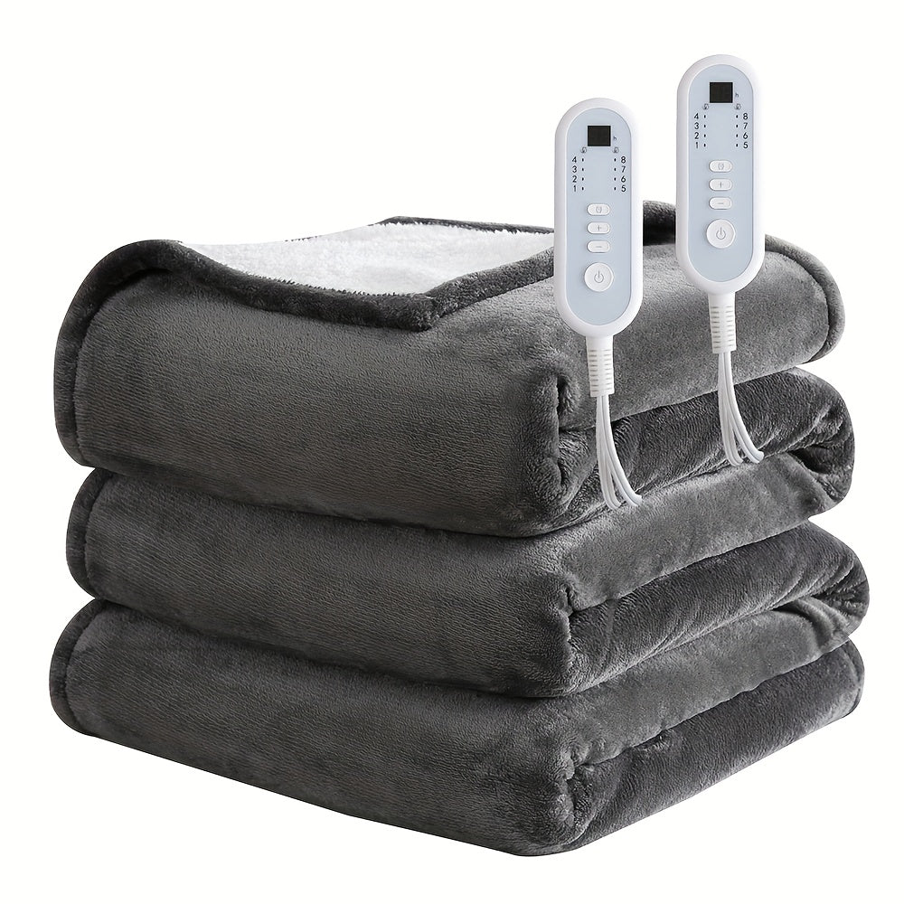 Electric Heated Blanket, Flannel, Extra Large, 8 Temperature Levels, 10-Hour Auto-Off, PTC+NTC Overheat Protection, Machine Washable – Available in Throw, Twin, Full, Queen, and King Sizes