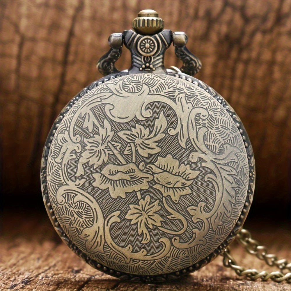 Vintage Bronze Pocket Watch Set of 2 – Classic Round Dial Quartz Movement, Zinc Alloy Case Nickel-Free Chain, Antique Style Timepiece – Perfect Gift for Christmas, Birthday, Graduation, Valentine's Day